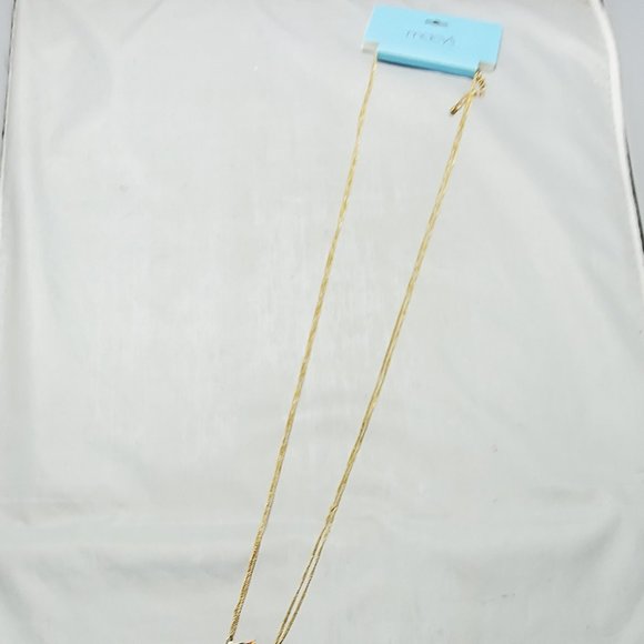 Macy's red leather tassel necklace with gold chain and rhinestones - Picture 13 of 13